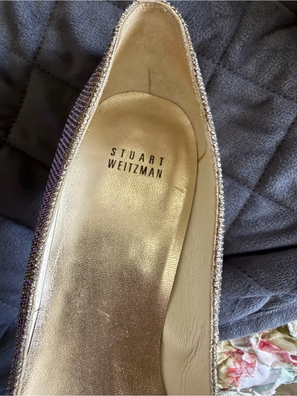 Stuart Weitzman Metallic Champagne Pointed-Toe Pumps
